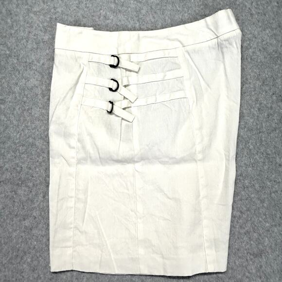 Boston Design Studio Linen Blend Shorts Womens 6 Ecru 28" W Semi Sheer 7" Inseam - Picture 6 of 16